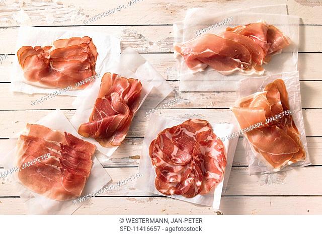 A selection of raw hams