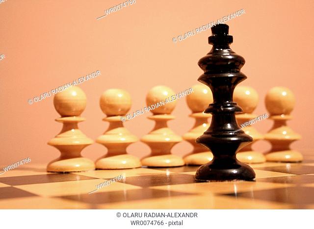 closeup of chess pieces