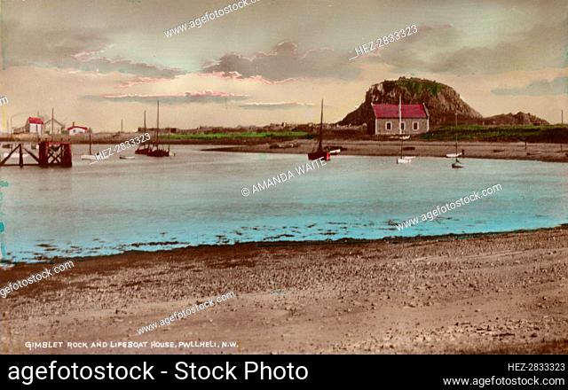 Gimblet Rock and Lifeboat House, Pwllheli, North Wales, 1934. Creator: Unknown