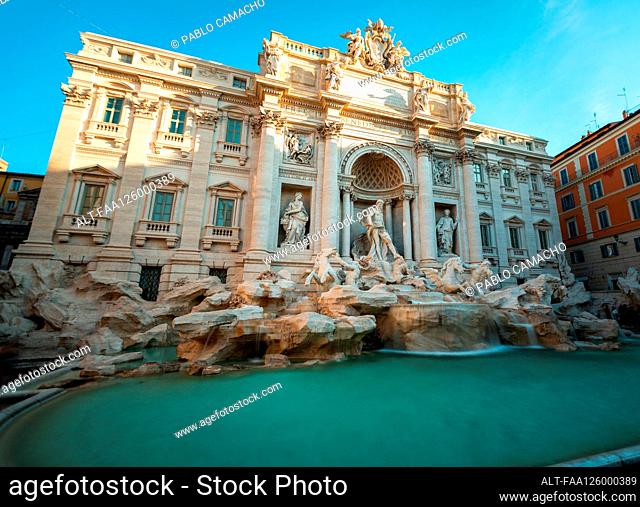 Low angle view of Trevi Fountain in Piazza di Trevi, Rome