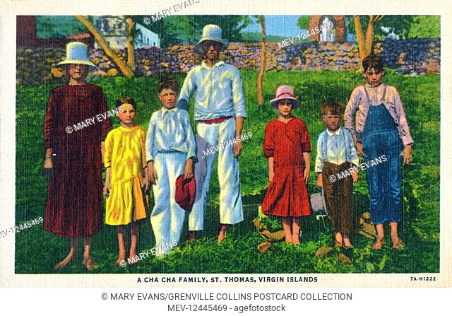 U.S. Virgin Islands - St. Thomas - A Cha Cha Family. A small population descended from 17th and 18th century French Huguenot immigrants who originally settled...