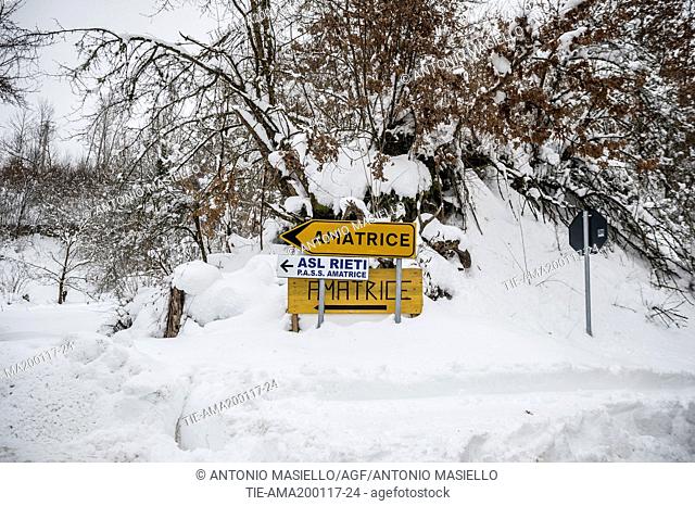Snow emergency in Amatrice (Rieti), town of Lazio Apennines , critical situation after heavy snowfall and earthquakes the last few days. Amatrice