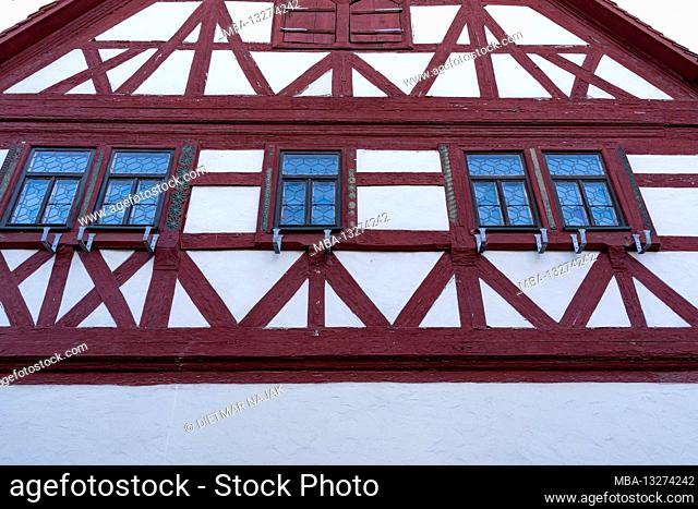 Historic town hall in the wine-growing village of Neuses am Berg on the Volkacher Mainschleife, town of Dettelbach, Kitzingen district, Unterfanken, Bavaria