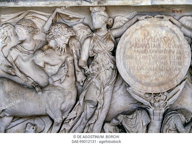 Relief depicting Centaur and Nike, sarcophagus of Julius Larcius Sabinus, Monumental Cemetery of Pisa (UNESCO World Heritage Site, 1987), Tuscany, Italy