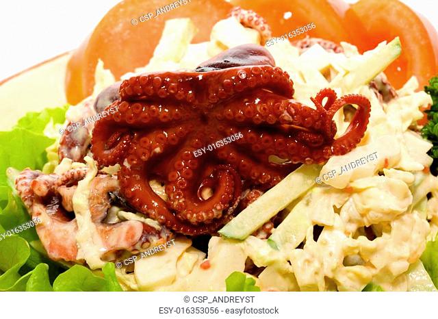 Delicious cooked octopus