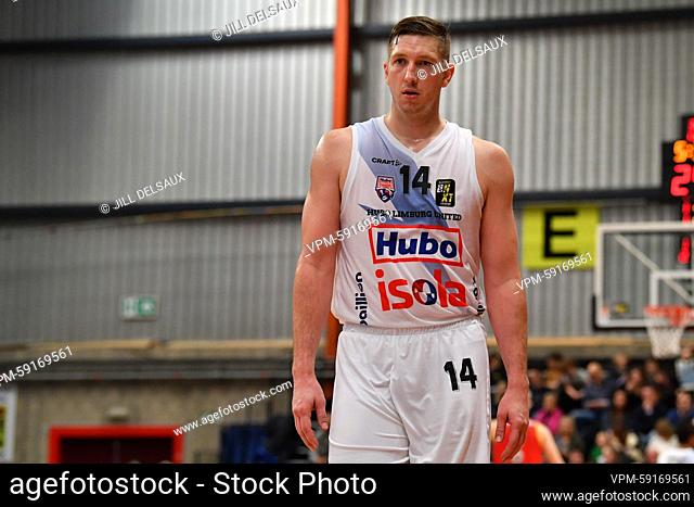 Limburg's Maxime De Zeeuw pictured during a basketball match between Limburg United and Basket Oostende, Friday 03 February 2023 in Hasselt