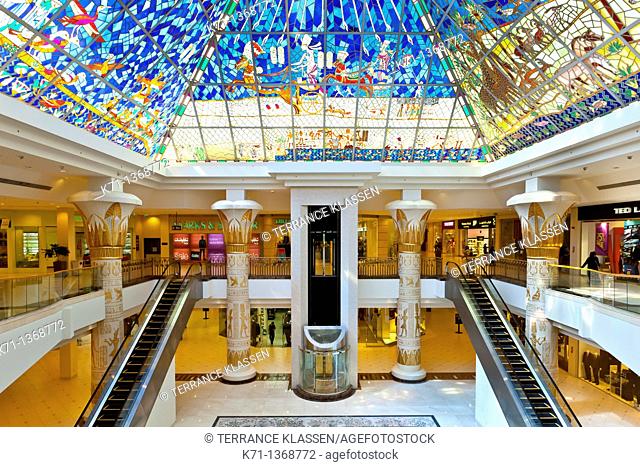 Interior architecture at the Wafi shopping center in Dubai, UAE