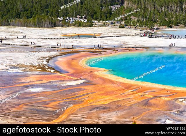 Grand Prismatic Spring Pool In Yellowstone National Park, Wyoming, USA