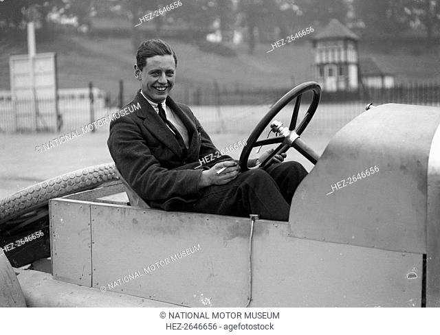 Bertie Kensington Moir in an Aston Martin crude test body, Brooklands, c1921. Artist: Bill Brunell