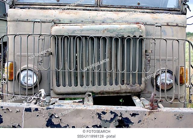 Grill on a military truck