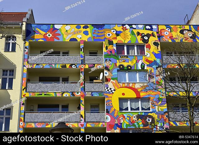 Colourful apartment building, Waldstraße, Moabit, Berlin, Germany, Europe