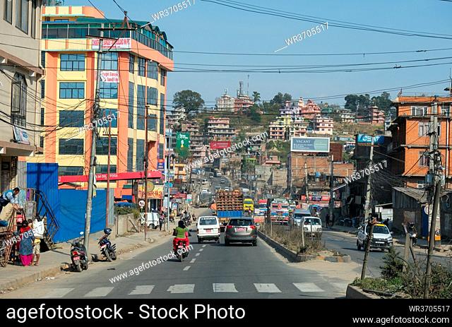 Kathmandu, Nepal, March 16 2020: Cityscape and crowded streets of the city of Kathmandu Nepal Asia