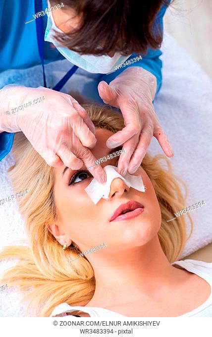 Woman getting ready for plastic surgery