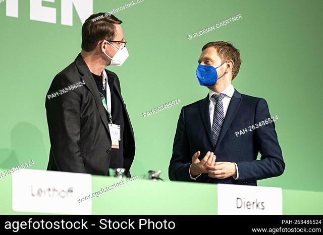 (LR) Roland Woeller, Minister of State of the Interior of Saxony, and Michael Kretschmer, Prime Minister of Saxony, recorded during the state party conference...