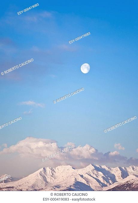 Moon and mountain landscape