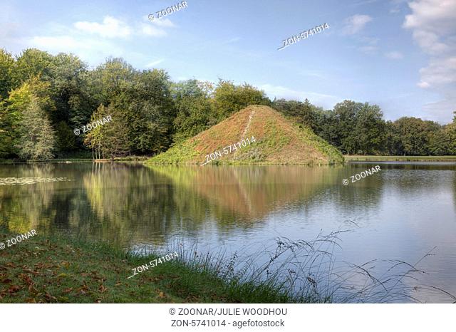 Lake Pyramid in Branitz Park, Tomb of Fuerst Pueckler and his wife, Cottbus, Brandenburg, Germany