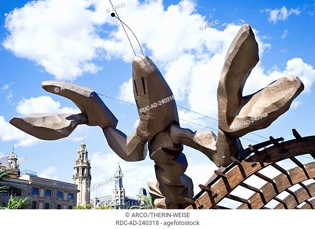 Sculpture 'Lobster', by Xavier Mariscal, Moll de Fusta, Barcelona, Catalonia, Spain