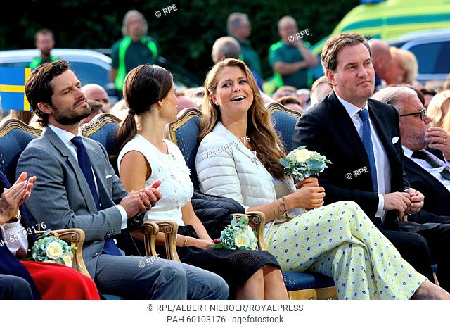 Borgholm, 14-07-2015 Prince Carl Philip and Princess Sofia, Princess Madeleine and Christopher O'Neill attend in the Sport Arena Borgholm a Concert on behalf of...