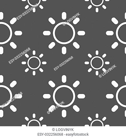 Brightness icon sign. Seamless pattern on a gray background. Vector illustration