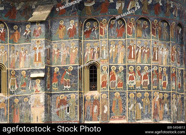 Fresco, Monastery Church, Suceava, South Bukovina, Republic of Moldova, Romania, Moldavia, Frescoes, Europe