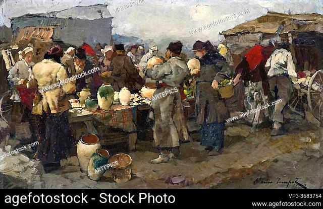 Issupoff Alessio - a Market Scene - Russian School - 19th Century
