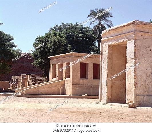 Egypt - Ancient Thebes (UNESCO World Heritage List, 1979). Karnak, Open Air Museum. Kiosk of Sesostris and alabaster chapel of Amenhotep I