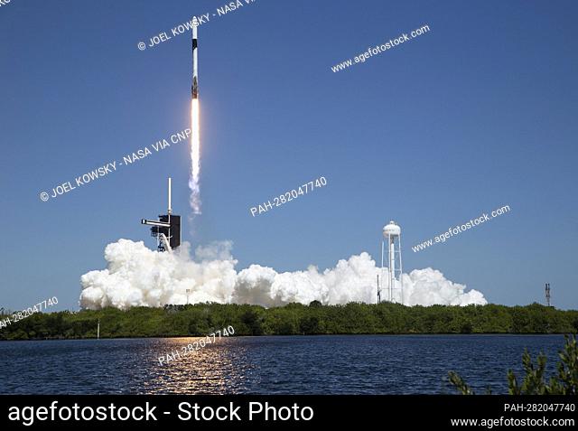A SpaceX Falcon 9 rocket carrying the company's Crew Dragon spacecraft is launched on Axiom Mission 1 (Ax-1) to the International Space Station with Commander...