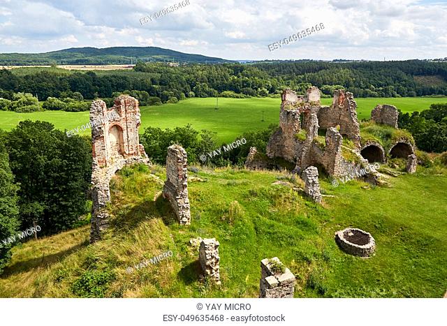 CZECH REPUBLIC, ZVIRETICE - JUNE 28, 2016: Ruins of renaissance castle Zviretice near city Bakov nad Jizerou. Central Bohemian Region, Czech Republic
