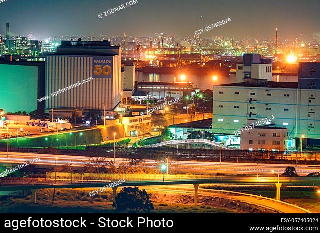 Keihin industrial zone which is visible from the Kawasaki Marien (Kawasaki City, Kanagawa Prefecture). Shooting Location: Yokohama-city kanagawa prefecture
