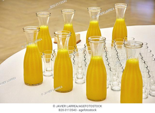 Orange juice, Catering in congress, Kursaal Congress Palace, Donostia, San Sebastian, Gipuzkoa, Basque Country, Spain, Europe