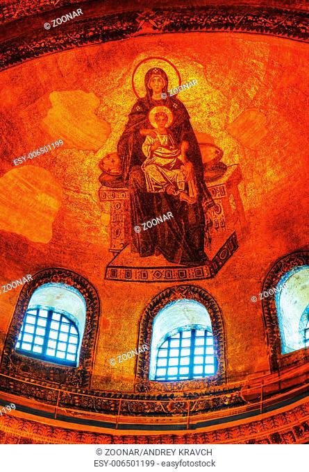 Interior of Hagia Sophia in Istanbul, Turkey early
