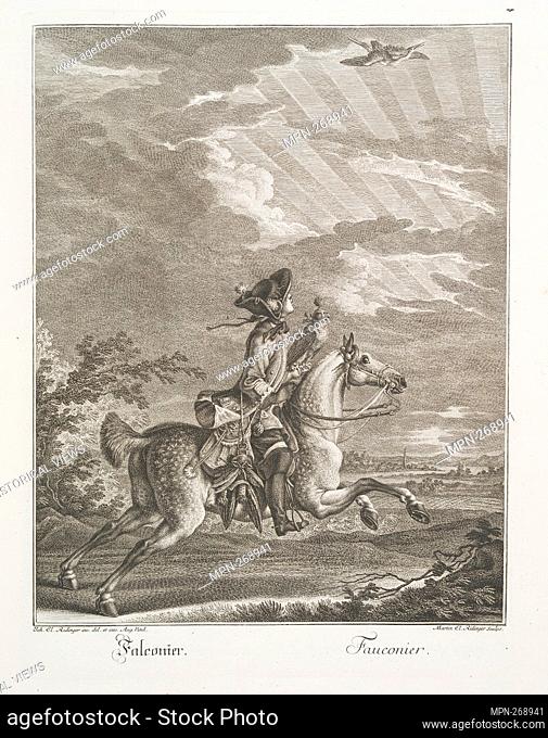 Falconier. Additional title: Fauconier. Ridinger, Martin Elias (ca.1730-1780) (Engraver) Ridinger, Johann Elias (1698-1767) (Artist)