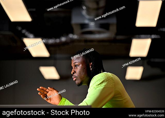 PSV Eindhoven winger and Belgian international Johan Bakayoko poses for the photographer at a press moment in Eindhoven, the Netherlands