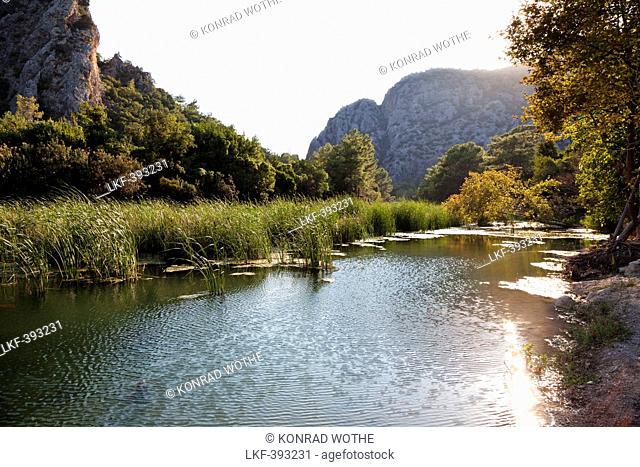 River flowing through ancient Olympos, lycian coast, Lycia, Mediterranean Sea, Turkey, Asia