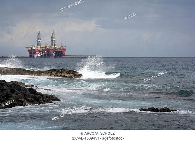 Offshore platform, industrial harbour, Tenerife, Canary Islands, Atlantic, El Medano, Spain