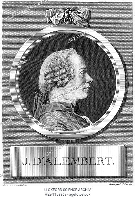 Jean le Rond d'Alembert, French philosopher, mathematician and encyclopedist, late 18th century. D'Alembert (1717-1783) collaborated with Denis Diderot...
