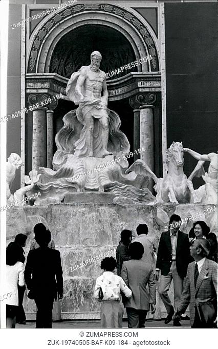 May 05, 1974 - Japanese can now see trevi fountain in Tokyo, With rampant inflation and tight money situation in japan, would-be tourists to see the sights in...