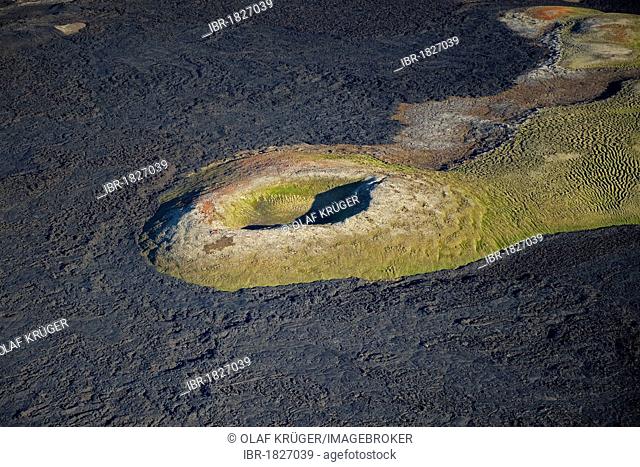 Aerial view, lava fields of the Krafla volcano, Lake Myvatn, North Iceland, Iceland, Europe