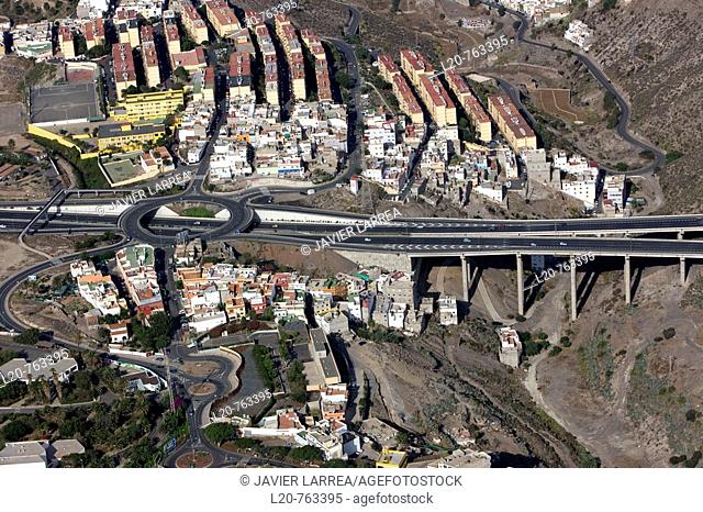 Autovia Jinamar-Tamaraceite (highway), Lomo Verdejo, Las Palmas de Gran Canaria, Gran Canaria, Canary Islands, Spain