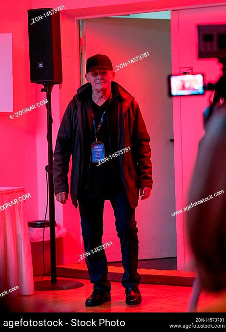 DÜSSELDORF-NEUSS, GERMANY - November 2nd 2019: Scott Reiniger (*1948, American actor - Original Dawn of the Dead (1978)) enters the stage at Weekend of Hell...