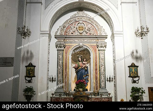 Church interior. Church of Saint Mary of the Rosary and Convent of Saint Dominic (Chiesa Santa Maria del Rosario e Convento San Domenico), Adrano, Sicily, Italy