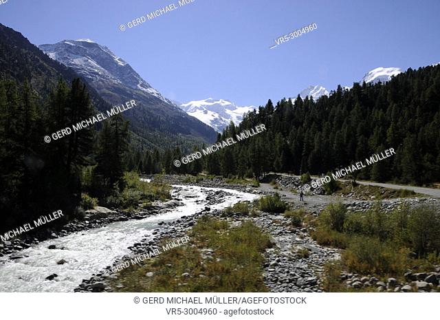 Glacier in the Valley of Roseg, Oberengadin, swiss Alps
