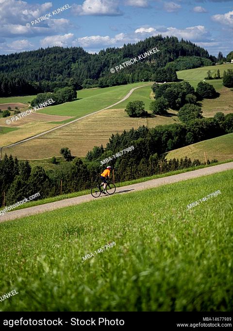 Road cyclist on side road in Horben / Breisgau Hochschwarzwald