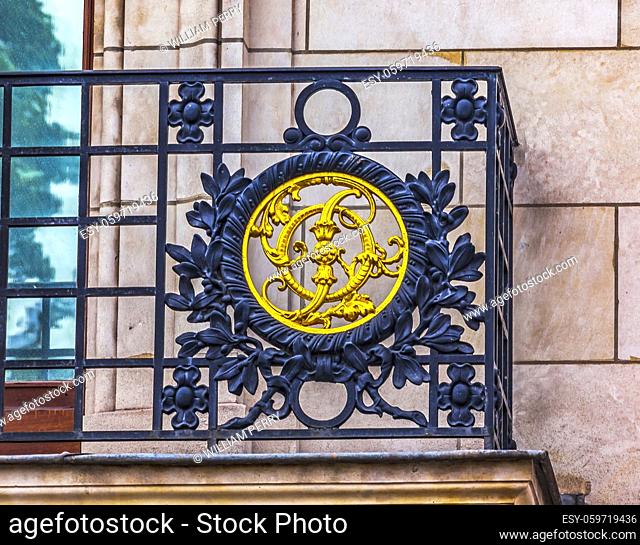 Ornate Golden Window Decoration Government Building Paris France. Institue is a French learned society managing over 1000 foundations