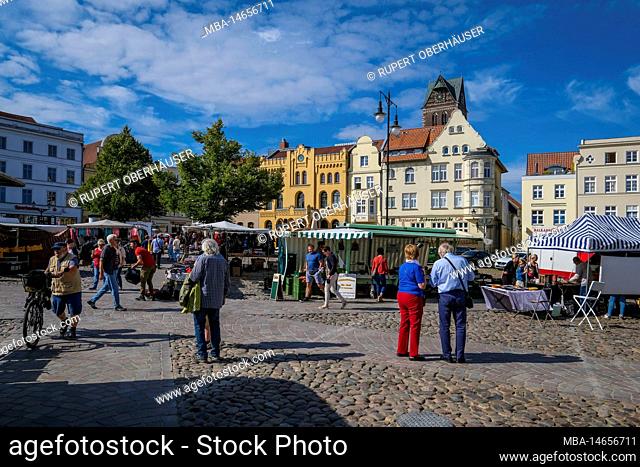 Renovated Old Town, Market Square, Wismar, Mecklenburg-Western Pomerania, Germany
