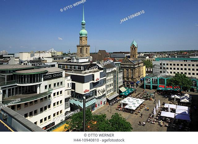 Germany, Europe, Dortmund, Ruhr area, Westphalia, North Rhine-Westphalia, NRW, town view, panorama, old market, Reinoldi, church, Mary, church
