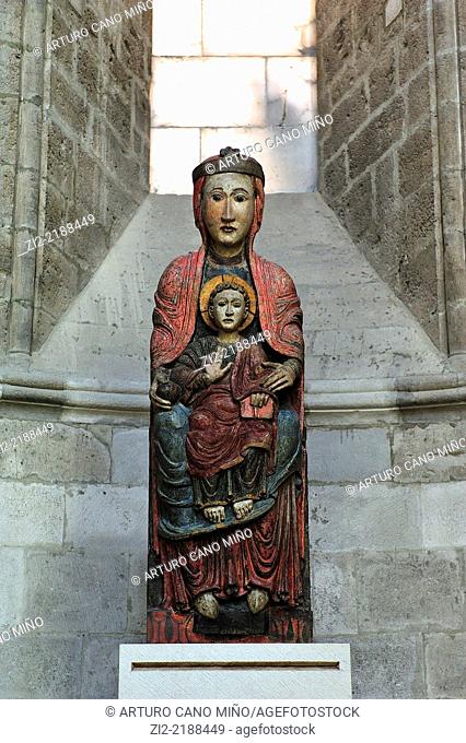Cathedral of Saint Mary, White Virgin, romanesque sculpture, XIIth century. Tudela, Navarra, Spain