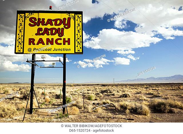 USA, Nevada, Great Basin, Beatty, sign for the Shady Lady Brothel