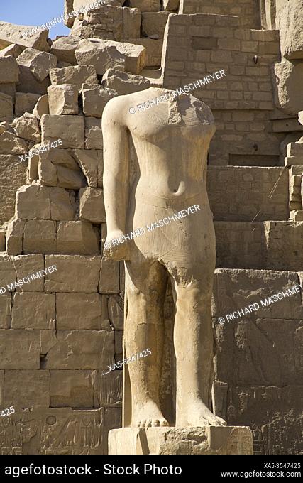 Statue of Headless Pharaoh, Karnak Temple Complex, UNESCO World Heritage Site, Luxor, Egypt