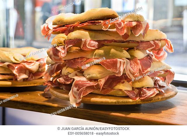 Spanish iberian ham sandwiches from acorn fed pigs